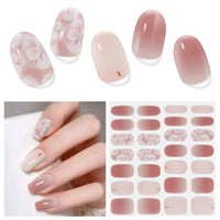 Thumbnail for DUKASOU Semi Cured Gel Nail Strips | 28 pcs Gel Nails Strips Work with Any UV Lamps, Long Lasting UV Nail Nail Nail Wraps for Women DIY Nails Nail Wraps(Pink Flower)