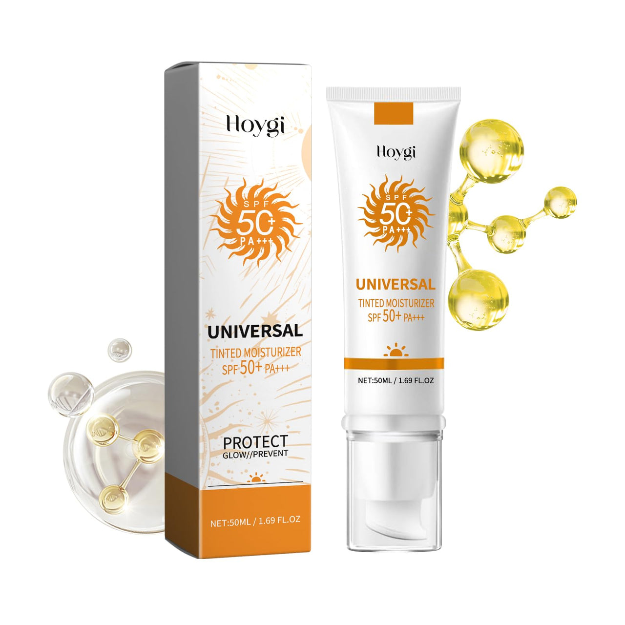 AMALIA Universal Tinted Moisturizer with SPF 50+ PA+++, Anti-Aging Foundation Cream, 1.69 FL OZ