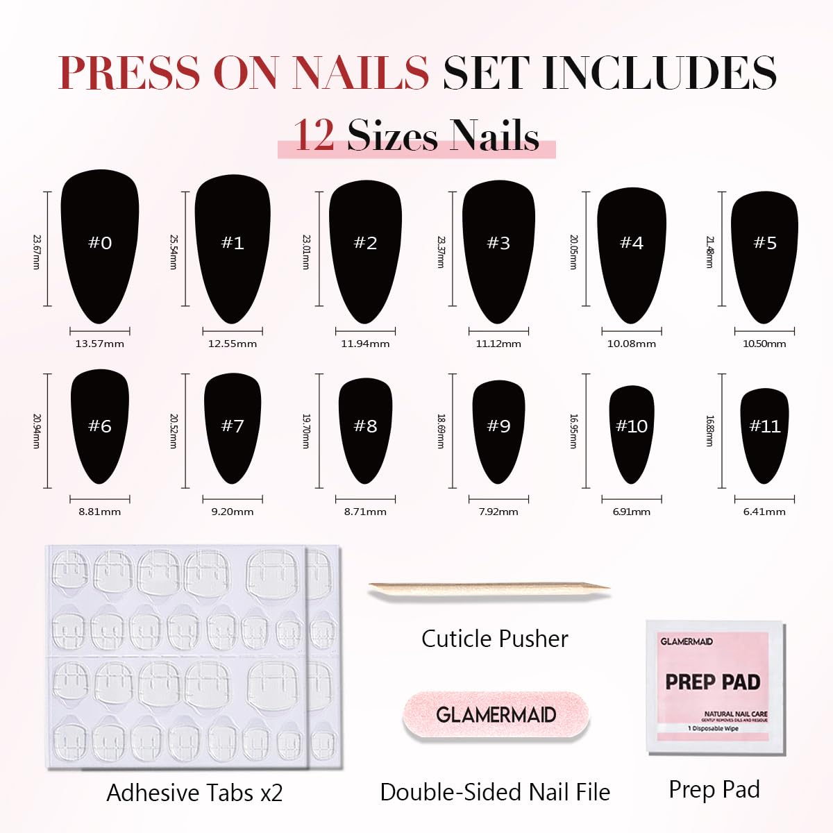 GLAMERMAID Cherry Red Press on Nails Medium Almond, Handmade Jelly Soft Gel Dark Red Glue on Nails Stiletto, Burgundy Emo Fake Nails Short Oval, Reusable Acrylic Stick on False Nails Kit for Women | Premium Nail Wraps
