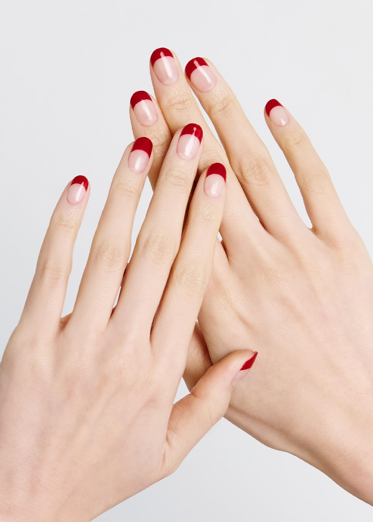 ohora Premium Semi Cured Gel Nail Strips (N Ruby French) - Red, French