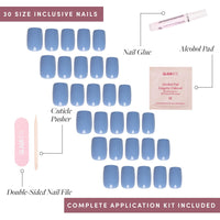 Thumbnail for Glamnetic Press On Nails - Cashmere Blue | Opaque Soft Pale Blue Short Squoval False Nails, Reusable Stick On Fake Nails with Glue | Salon Quality | 15 Sizes - 30 Nail Kit | Premium Nail Wraps