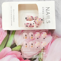 Thumbnail for 24Pcs Spring Nude Pink Press on Nails Short Square - SHANRUN Fake Nails Press ons with Flowers Design False Nails Full Cover Acrylic Artificial Nail Art Kit Glue on Nail for Women Manicure Supplies