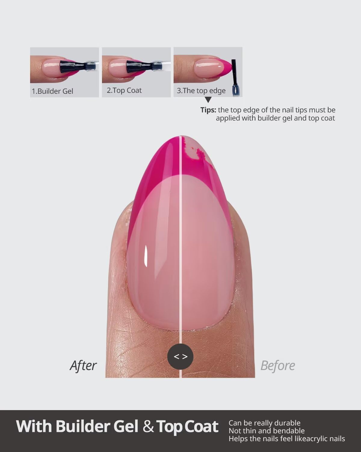 BTArtboxnails XCOATTIPS Pink French Tip Press On Nails - Short Press On Nails Square, Soft Gel Nail Tips, 160Pcs Soak Off Acrylic Pink Fake Nail Extension in 16 Sizes | Premium Nail Wraps