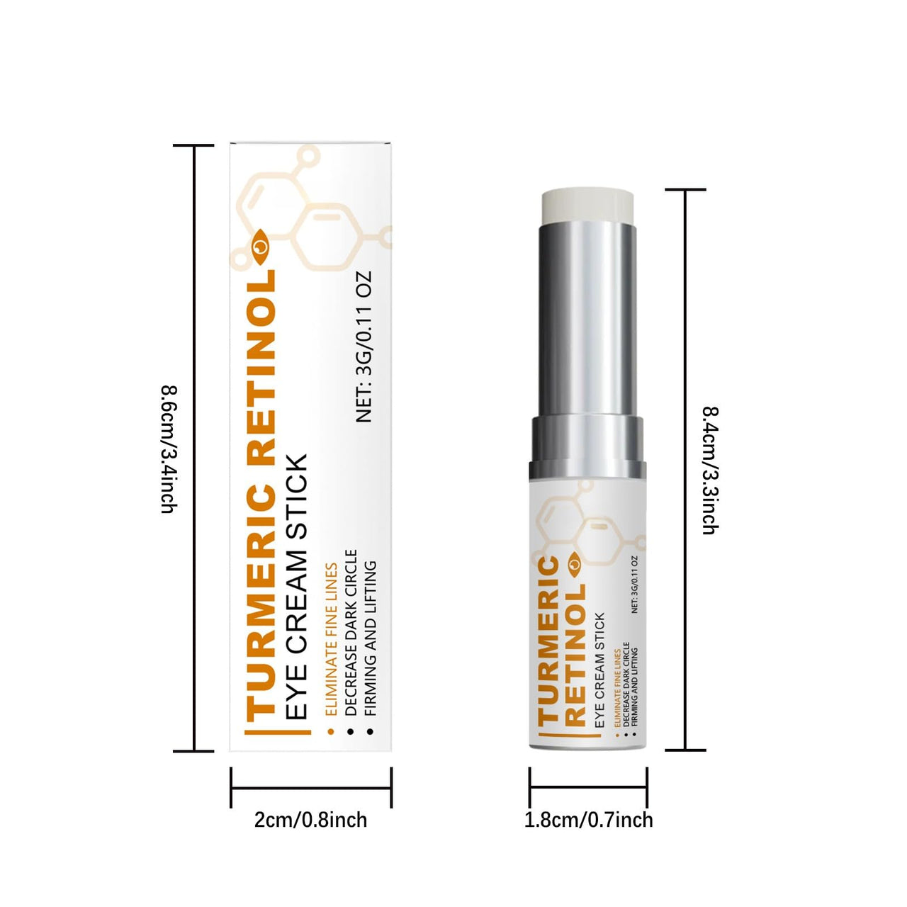 BAYUELSWU Turmeric Retinol Eye Stick, Eye Bags Stick, Anti Aging Eye Balm Stick, Moisturizes Hydrating Under Eye Brightener Stick, Reduces Puffiness