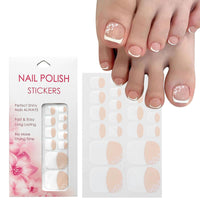 Thumbnail for VOTACOS Nail Polish Strips for Toes, No UV Needed, Toe Nails Stickers White Flower French Toenail Gel Nail Strips Pedicure Full Nails Wraps for Women with 1 Wooden Stick, 1 Nail File & 2 Prep Pad