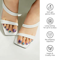 Thumbnail for NAILOG Semi Cured Gel Nail Strips Mani Pedi Kit - Long Lasting Blue Cosmos Gel Nail Nail Nail Wraps Toes with Glossy Gel Finishing
