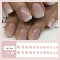 Thumbnail for Short Square Press On Nails French gel nail wraps – french short – CrazyGels