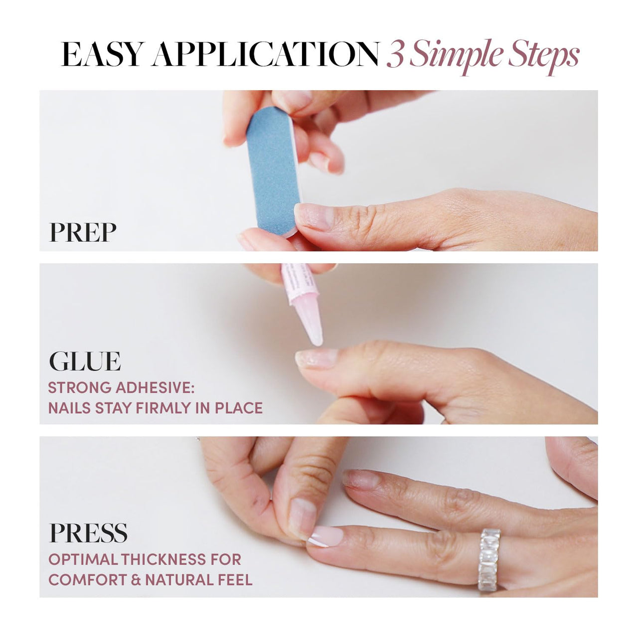 Glamnetic Press On Nails - Cashmere Blue | Opaque Soft Pale Blue Short Squoval False Nails, Reusable Stick On Fake Nails with Glue | Salon Quality | 15 Sizes - 30 Nail Kit | Premium Nail Wraps