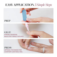 Thumbnail for Glamnetic Press On Nails - Cashmere Blue | Opaque Soft Pale Blue Short Squoval False Nails, Reusable Stick On Fake Nails with Glue | Salon Quality | 15 Sizes - 30 Nail Kit | Premium Nail Wraps