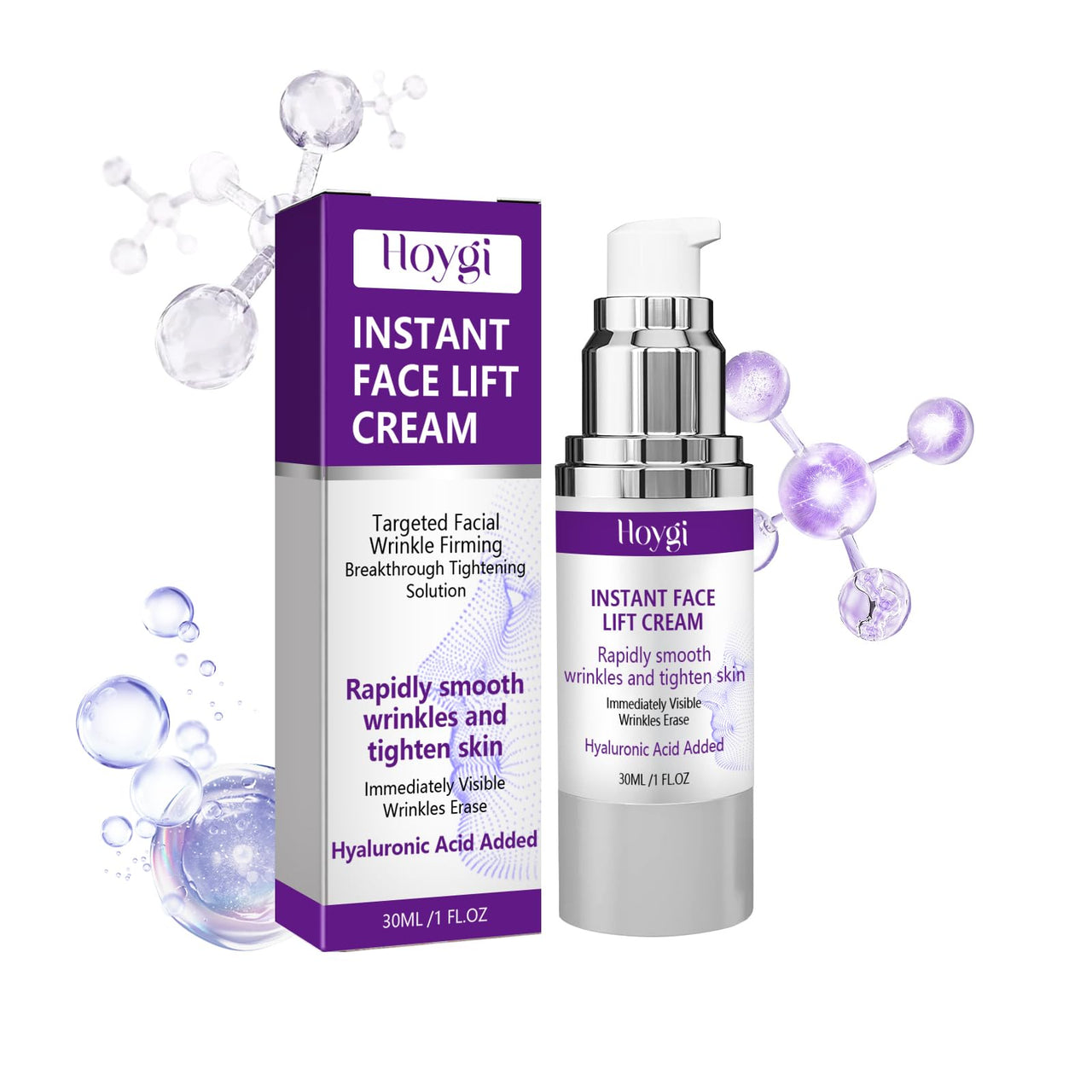 AMALIA Instant Face Lift Cream, Anti-Wrinkle Firming Treatment with Hyaluronic Acid, 30ml/1 fl oz