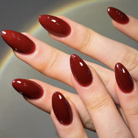 Thumbnail for GLAMERMAID Cherry Red Press on Nails Medium Almond, Handmade Jelly Soft Gel Dark Red Glue on Nails Stiletto, Burgundy Emo Fake Nails Short Oval, Reusable Acrylic Stick on False Nails Kit for Women | Premium Nail Wraps - Premium Nail Wraps, Salon-Quality, Easy Application