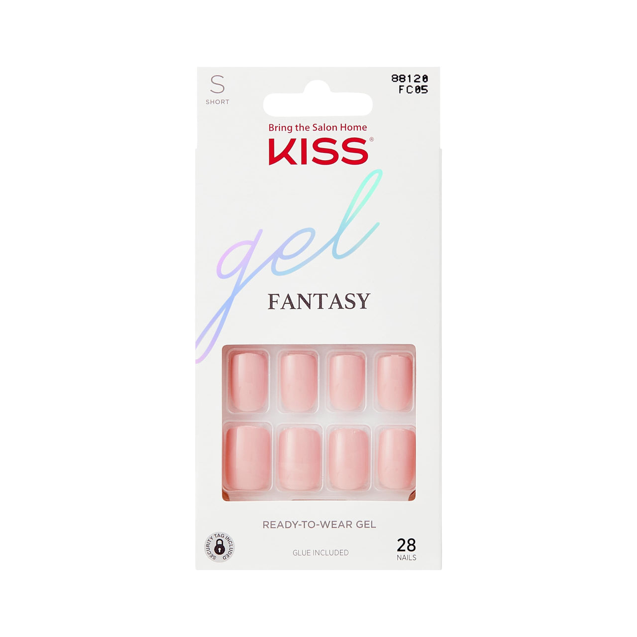 KISS Gel Fantasy, Press On Nails, Nail glue included, 'Midnight Snacks', Dark Black, Short Size, Squoval Shape, Includes 28 Nails, 2g glue, 1 Manicure Stick, 1 Mini File