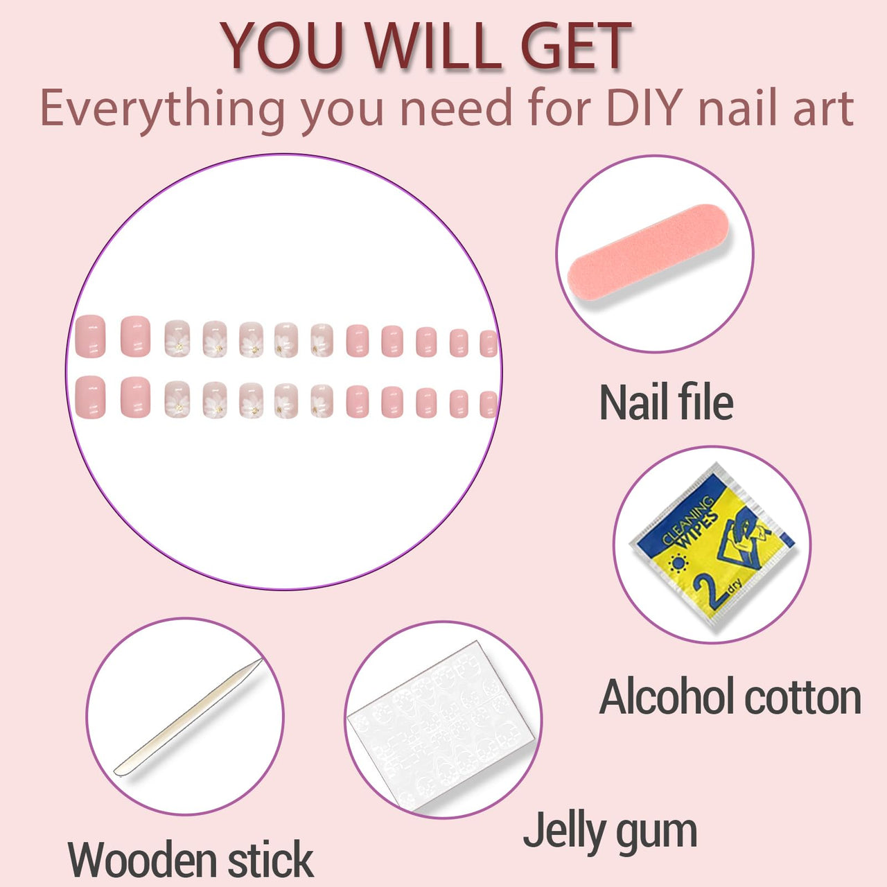 Press On Nails Short，acrylic ，short Square gel nail wraps – short long – CrazyGels