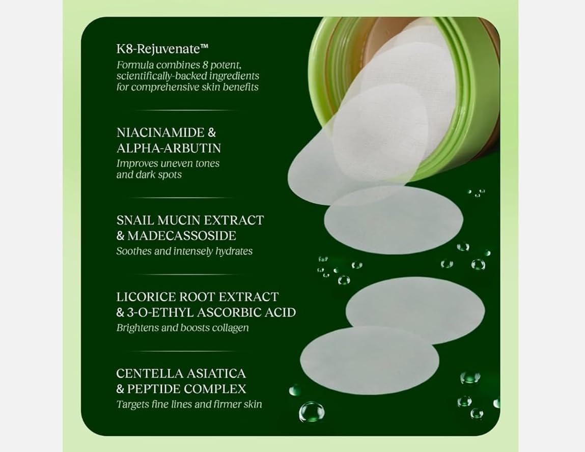 Korean Skincare Toner Pads, Hydrating with Snail Mucin, Asiatica - 100 Count