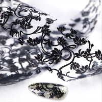 Thumbnail for XEAOHESY 10 Rolls Black White Flower Nail Foil Transfer Sticker Kit Lace Nail Foil Sheets Foil Nail Art Decals Flower Nail Foil Transfer Nail Nail Wraps Foil Nail Nail Wraps for Women Nail Art