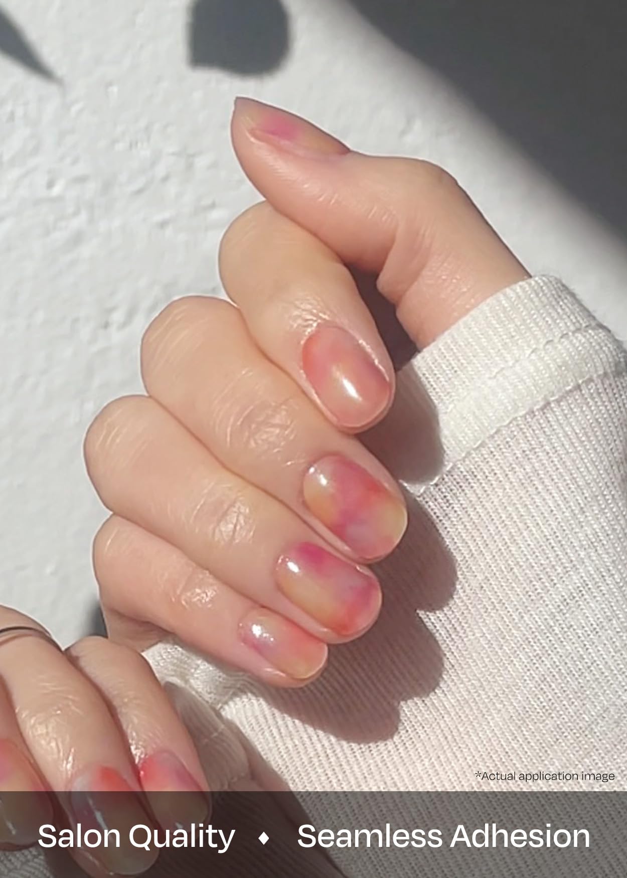 ohora Semi Cured Gel Nail Strips (N Floral Fantasy) - Rainbow, Ombre, Works with Any UV/LED Lamps, Salon-Quality, Long Lasting, Easy to Apply & Remove - Includes 2 Prep Pads, Nail File & Wooden Stick