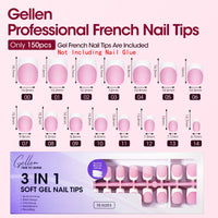 Thumbnail for Gellen French Tip Press on Nails - 150 pcs Pink Square Short Press on Nails Soft Gel Nail Tips, 3 in 1 Pre-french French Tips 15 Sizes Fake Nails, No Need to File Full Cover Tips, No Nail Glue