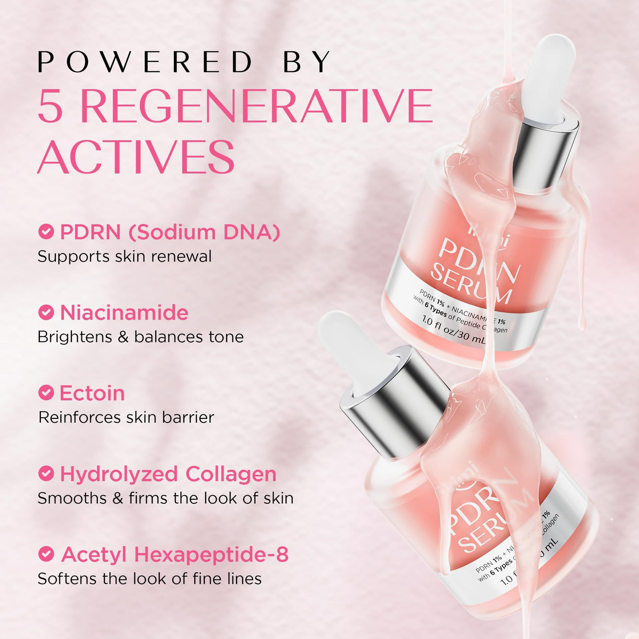 IKIMI Salmon DNA PDRN Serum – With Niacinamide, Hyaluronic Acid & Peptides – Anti-Aging, Hydrating, Deep Hydration & Moisture Lock Essence – Korean Skin Care – 1.0 fl oz(Pack of 1)