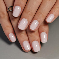 Thumbnail for Curvlife Press on Nails Milky White Short Square Acrylic Fake Nails with Apricot Design Full Cover Glossy Nude Glue on Nails Artificial for Women 30Pcs