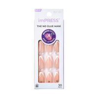 Thumbnail for imPRESS KISS Press-On Manicure, Nail Kit, PureFit Technology, Medium Length Press-On Nails, 'So French', Includes Prep Pad, Mini Nail File, Cuticle Stick, and 30 Fake Nails