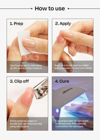 Thumbnail for ohora Semi Cured Gel Nail Strips (N Dancing Flower) - White Works with Any UV/LED Lamps, Salon-Quality, Long Lasting, Easy to Apply & Remove - Includes 2 Prep Pads, Nail File & Wooden Stick