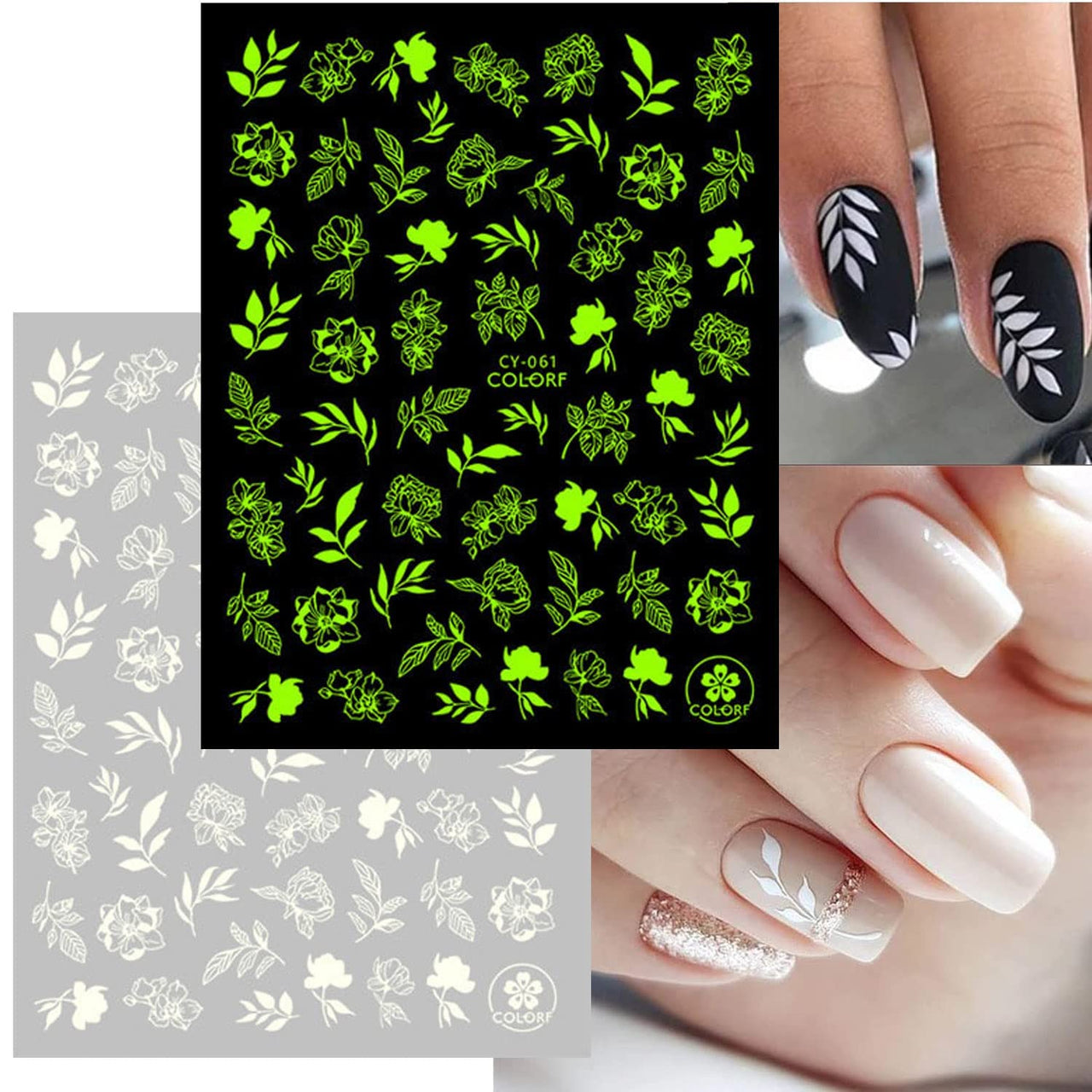 8 Sheets Luminous Nail Nail Nail Wraps and 8 Sheets Butterfly Nail Nail Nail Wraps
