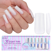Thumbnail for BTArtboxnails Square Gel Nail Tips Long - Pre Colored Milky White Soft Gel Nail Tips, Milky White Press on Nails, Natural XCOATTIPS Pre Applied Tip Primer