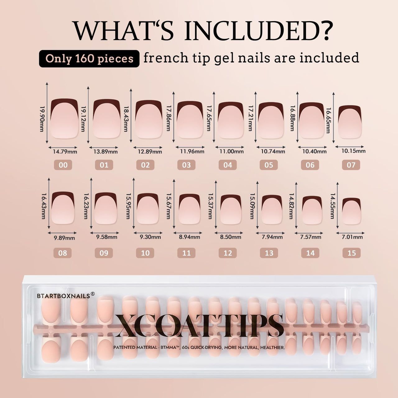Btartboxnails Xcoattips Press On Nails Fre gel nail wraps – french long – CrazyGels