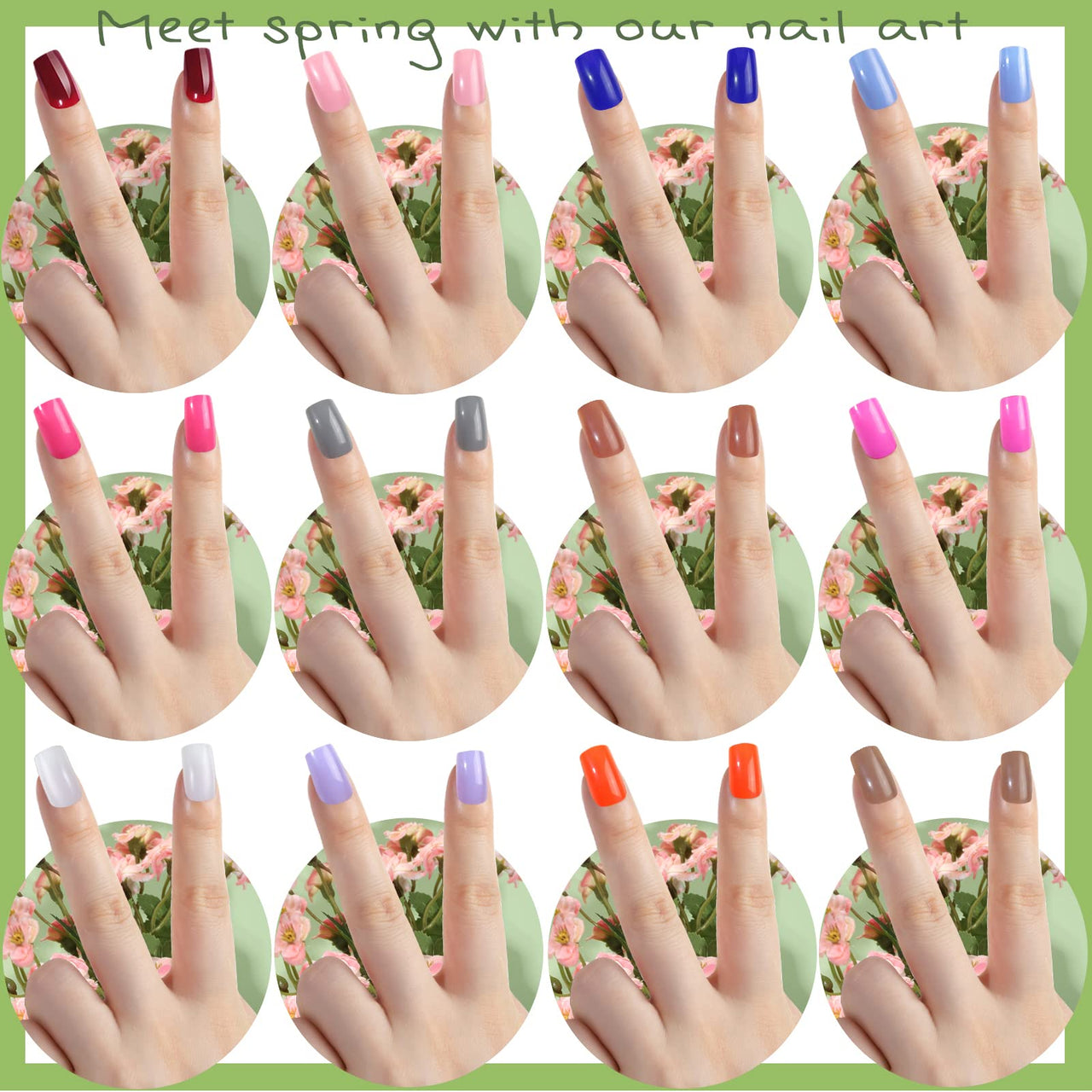 FANDAMEI 24 Colors Press on Nails Square, 24 Packs 576PCS Press on Nails Medium Glossy, Lightweight Natural Fake Nails Full Cover, False Nails with Glue, Short Square Acrylic Press on Nails