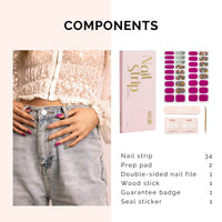 Thumbnail for Nailog Semi Cured Gel Nail Strips 34 pcs| Long Lasting Nail Polish Sticker Wraps with Glossy Gel Finish, Retro Jungle