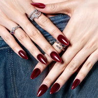 Thumbnail for GLAMERMAID Cherry Red Press on Nails Medium Almond, Handmade Jelly Soft Gel Dark Red Glue on Nails Stiletto, Burgundy Emo Fake Nails Short Oval, Reusable Acrylic Stick on False Nails Kit for Women | Premium Nail Wraps