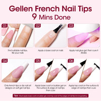 Thumbnail for Gellen French Tip Press on Nails - 150 pcs Pink Square Short Press on Nails Soft Gel Nail Tips, 3 in 1 Pre-french French Tips 15 Sizes Fake Nails, No Need to File Full Cover Tips, No Nail Glue