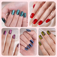 Thumbnail for 150Pcs Cat Eye Press on Nails Short Square, Plauva Soft Gel Fake Nails, Glossy Glitter Cat Eye Nail Tips for Women and Girls Stick On Nails in 15 Sizes