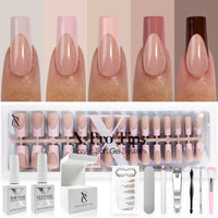 Thumbnail for SXC Cosmetics French Tip Press On Nails - Skin Tone Nude and Color Series, Medium Square X-Pro Tips Starter Kit ST117KIT