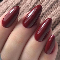 Thumbnail for GLAMERMAID Cherry Red Press on Nails Medium Almond, Handmade Jelly Soft Gel Dark Red Glue on Nails Stiletto, Burgundy Emo Fake Nails Short Oval, Reusable Acrylic Stick on False Nails Kit for Women | Premium Nail Wraps