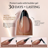 Thumbnail for BTArtboxnails Black Press on Nails - French Tip Press on Nails Short, Square Gel Nail Tips, Supremely Fit Natural Fake Nails in 16 Sizes - 160 Pcs False Nails, Black French | Premium Nail Wraps