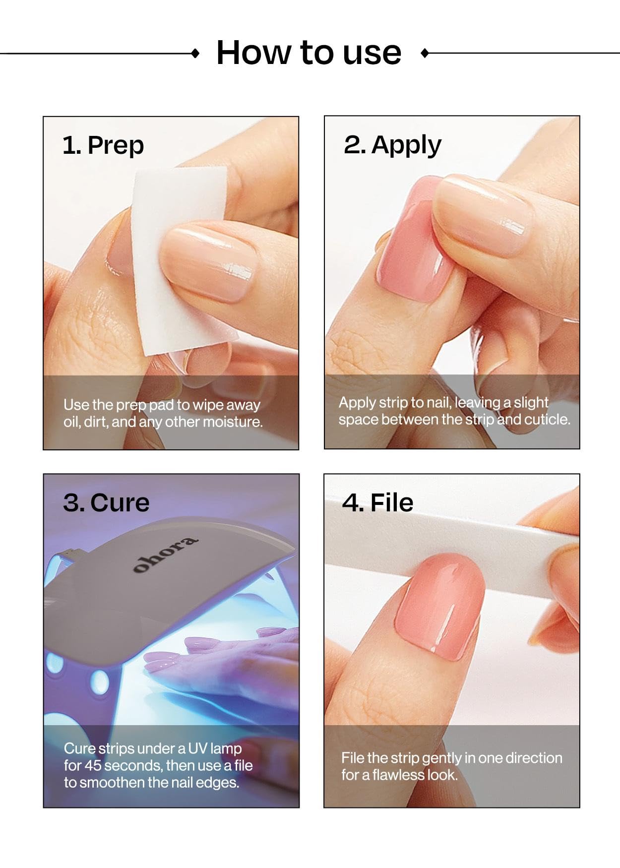 ohora Premium Semi Cured Gel Nail Strips (N Ruby French) - Red, French