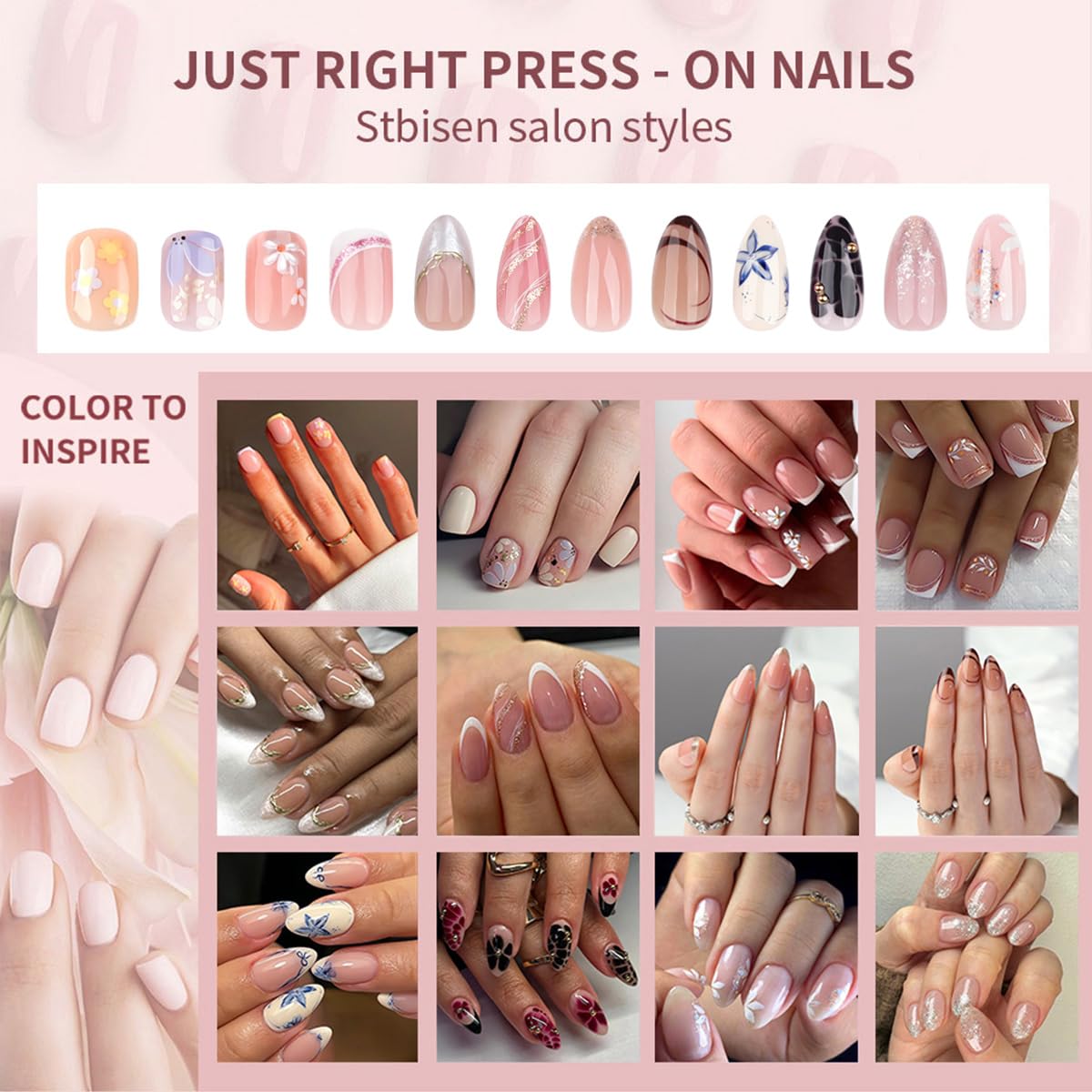 French Nude Press On Nails Short Square, Summer Fake Nails with White French Tip and 3D Daisy Flower Design, Glossy Gel Finish Acrylic Nails, Natural Reusable Glue On Nails Kit for Women, 24 Pcs