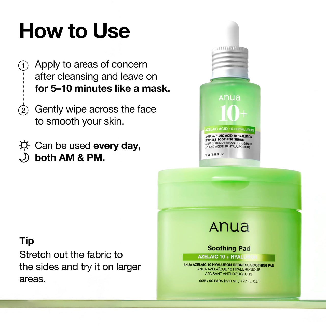Anua Azelaic Acid Redness Soothing Prep & Boost Duo, Soothing & Calming Synergy, Spot care with Mini Sheet mask for Day & Night Routine, Korean skincare set