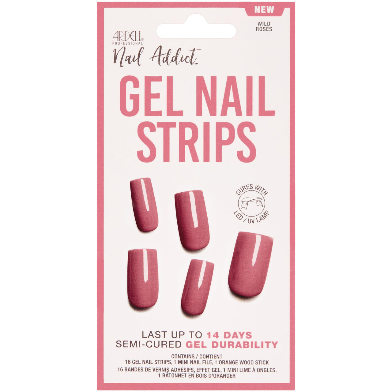 Ardell Nail Addict Gel Nail Strips - Wild Roses, Cures with LED/UV Lamp, Lasts Up To 14 Days, 1-pack – Premium Nail Wrap Set