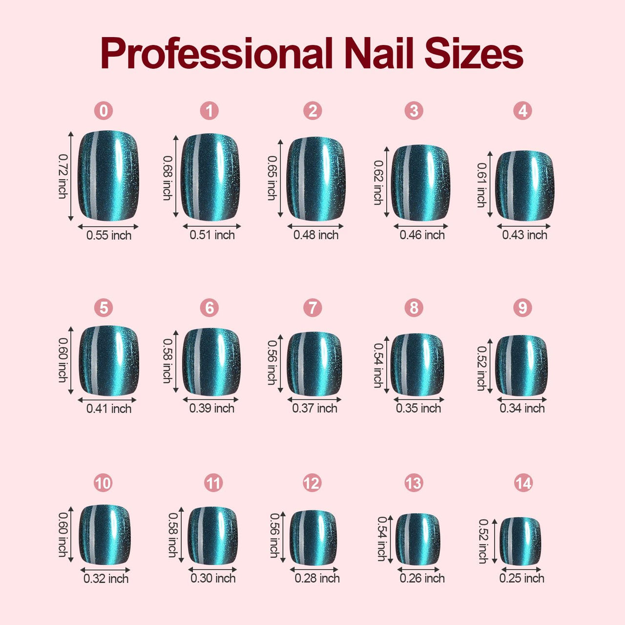 150Pcs Cat Eye Press on Nails Short Square, Plauva Soft Gel Fake Nails, Glossy Glitter Cat Eye Nail Tips for Women and Girls Stick On Nails in 15 Sizes