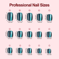 Thumbnail for 150Pcs Cat Eye Press on Nails Short Square, Plauva Soft Gel Fake Nails, Glossy Glitter Cat Eye Nail Tips for Women and Girls Stick On Nails in 15 Sizes