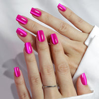 Thumbnail for SHANGMENG Hot Pink Press on Nails Short - Cat Eye Press on Nails Square for Women Gift, Natural Fit & Glossy Stick on Nails in 16 Sizes - 32 Reusable Soft Gel Fake Nails with Glue, Hot Pink | Premium Nail Wraps