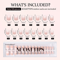 Thumbnail for BTArtboxnails XCOATTIPS Ombre Nails - Extra Short Square Press on Nails, 150Pcs 15 Sizes Nude Square Nails Peach, Soft Gel Nails False Nail, Soak Off Acrylic Fake Nails Extensions