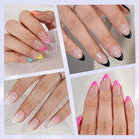 Thumbnail for 6 Packs Press On Nails Almond, Misssix French Tip Press On Nails Short, Reusable Glue On Nails, Gel Fake Nails for Women, Stick On Nails Kit 15 Sizes-6 styles in total