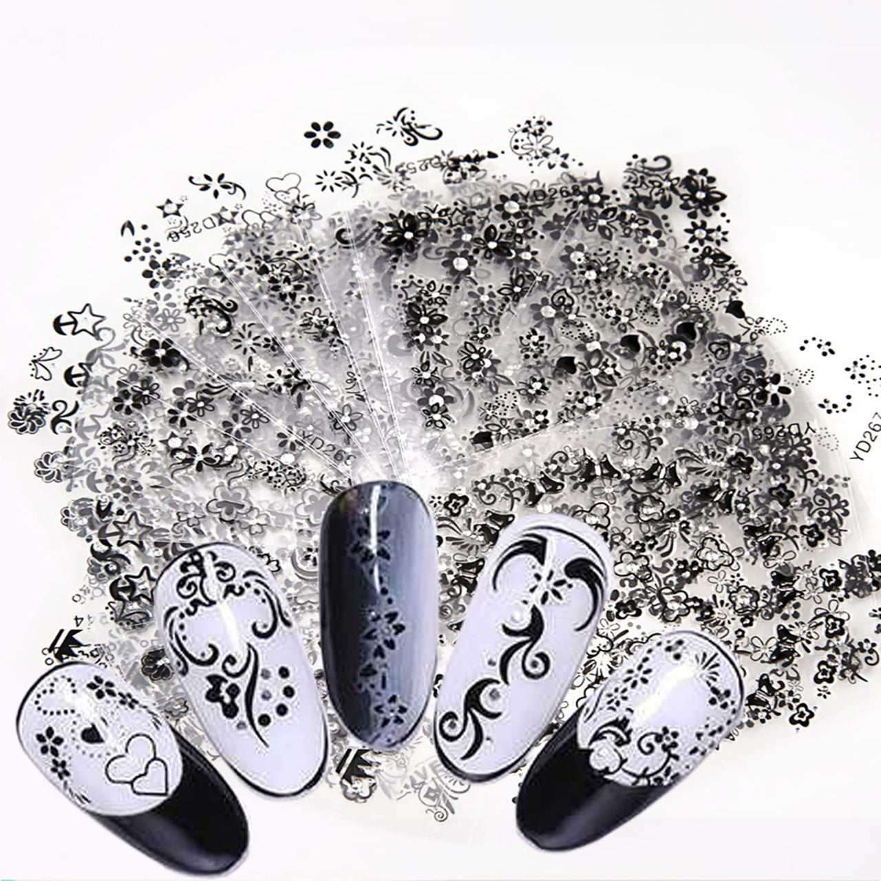 30 Sheets Black Nail Nail Nail Wraps and 24 Sheets Fluorescent Nail Nail Nail Wraps