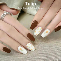 Thumbnail for DUKASOU Semi Cured Gel Nail Strips, 28 pcs UV Gel Nail Stickers Full Nails Wraps for Women Home DIY Nails Art, UV Light Required(Tulip)