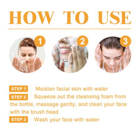 Thumbnail for 2 Pcs Turmeric Face Wash With Brush, Glow Wash Turmeric Foaming Facial Cleanser Gentle Scrub Deep Exfoliating for Women and Man.