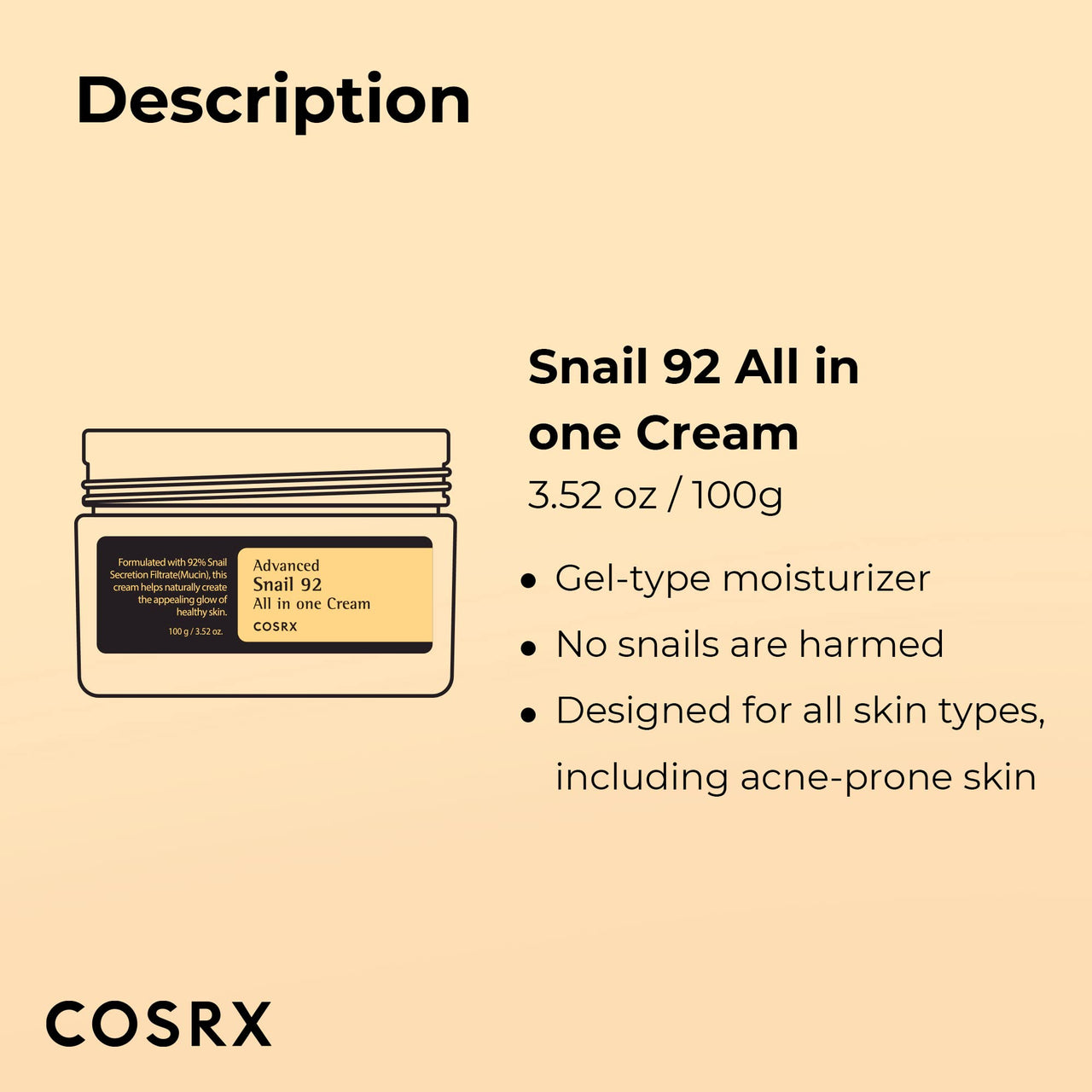 COSRX Snail Mucin 92% Repair Cream