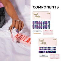 Thumbnail for NAILOG Semi Cured Gel Nail Strips Mani Pedi Kit - Long Lasting Blue Cosmos Gel Nail Nail Nail Wraps Toes with Glossy Gel Finishing